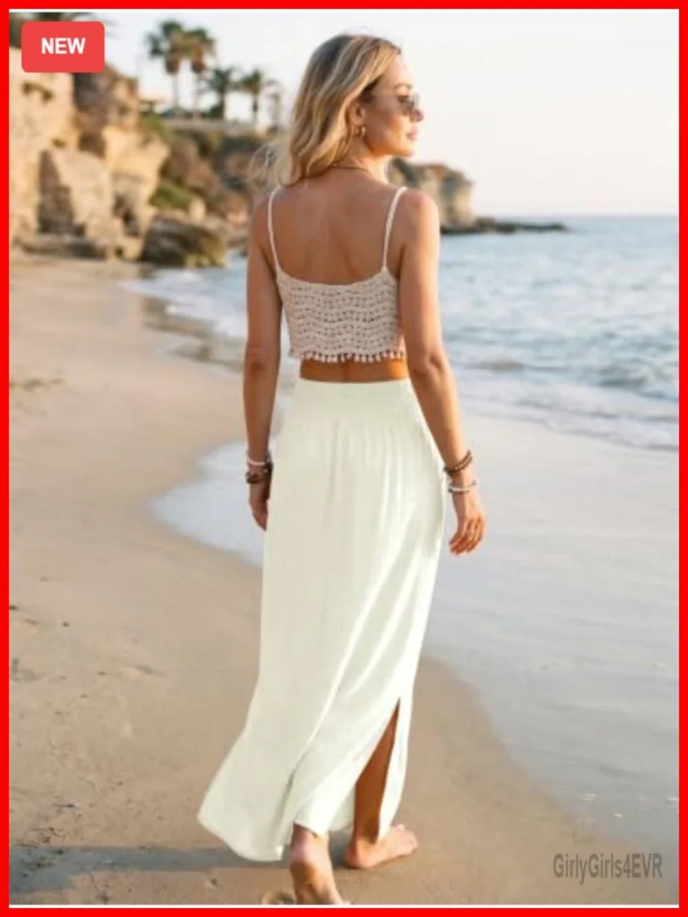 Linen Maxi Skirt Flowy High Waist Side Slit Pockets Summer Beach